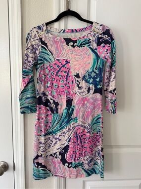 Lilly Pulitzer Pink Teal Navy Swirl Mini Dress